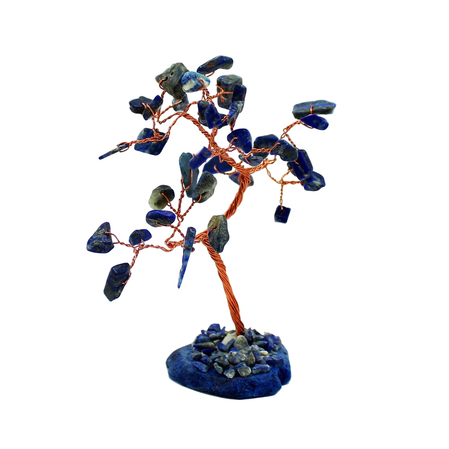 Stromček s Drahými Kameňmi - Sodalit - Podstavec z Modrého Achátu (35 kameňov)