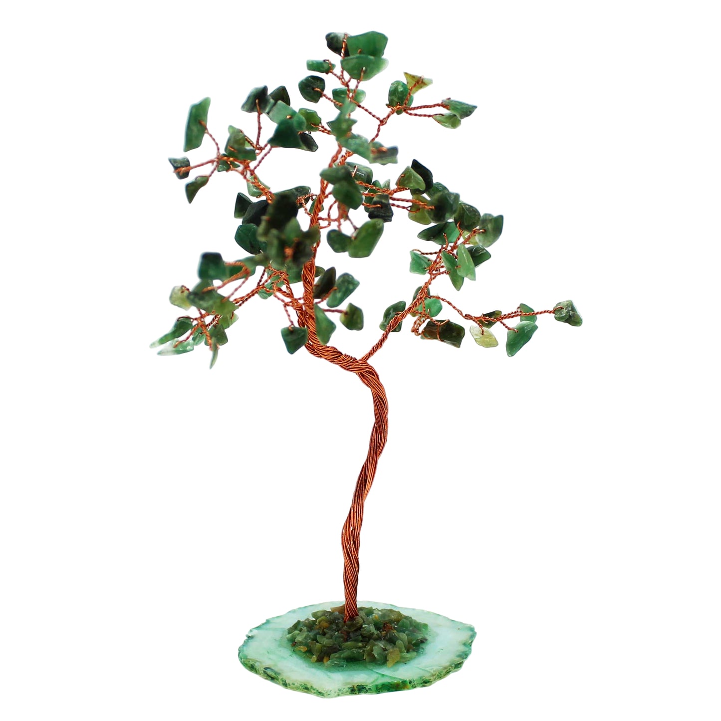 Veľký Stromček s Drahými Kameňmi - Zelený Avanturín - Podstavec zo Zeleného Achátu (100 kameňov)