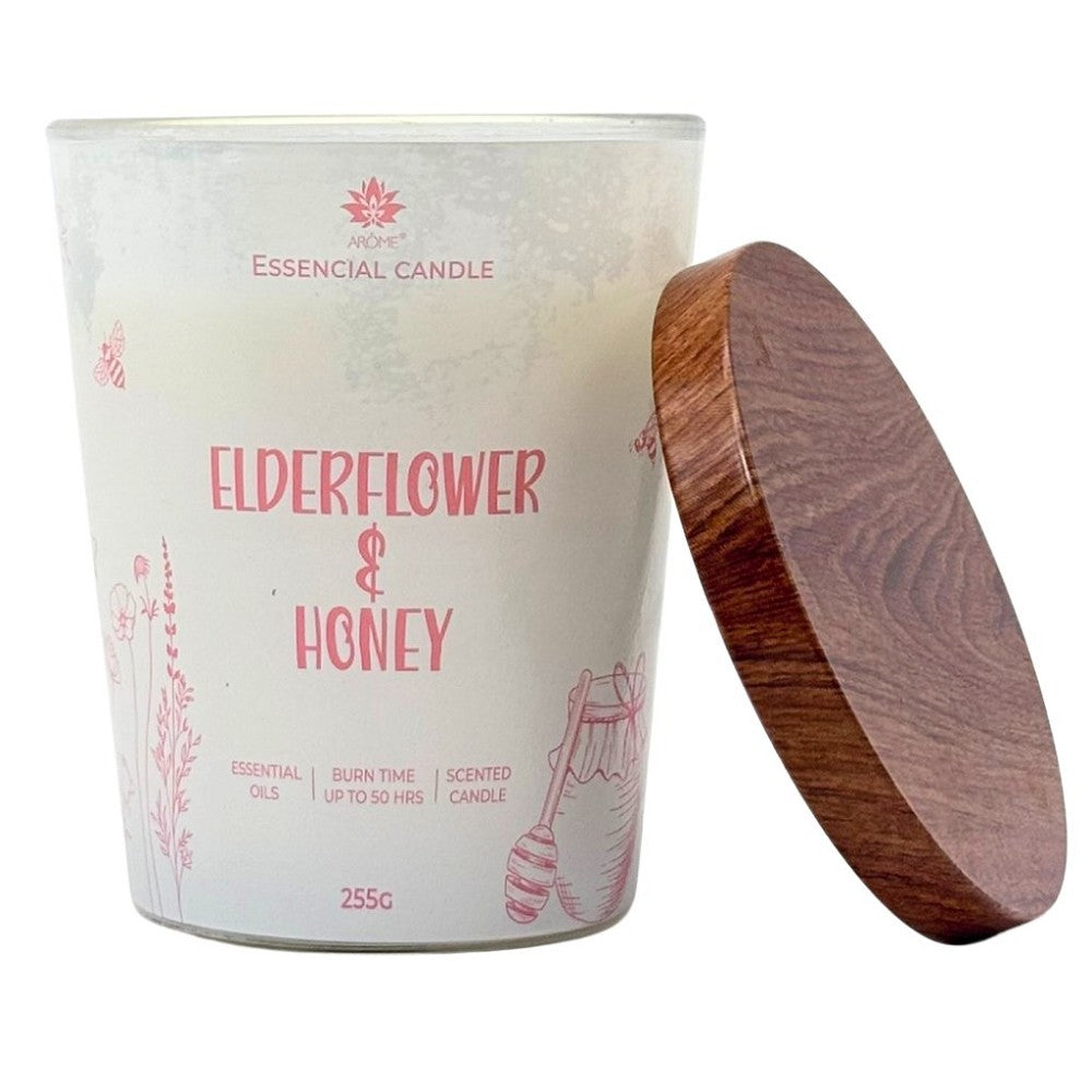 ARÔME Sviečka v skle s kovovým viečkom 255g - Elderflower & Honey