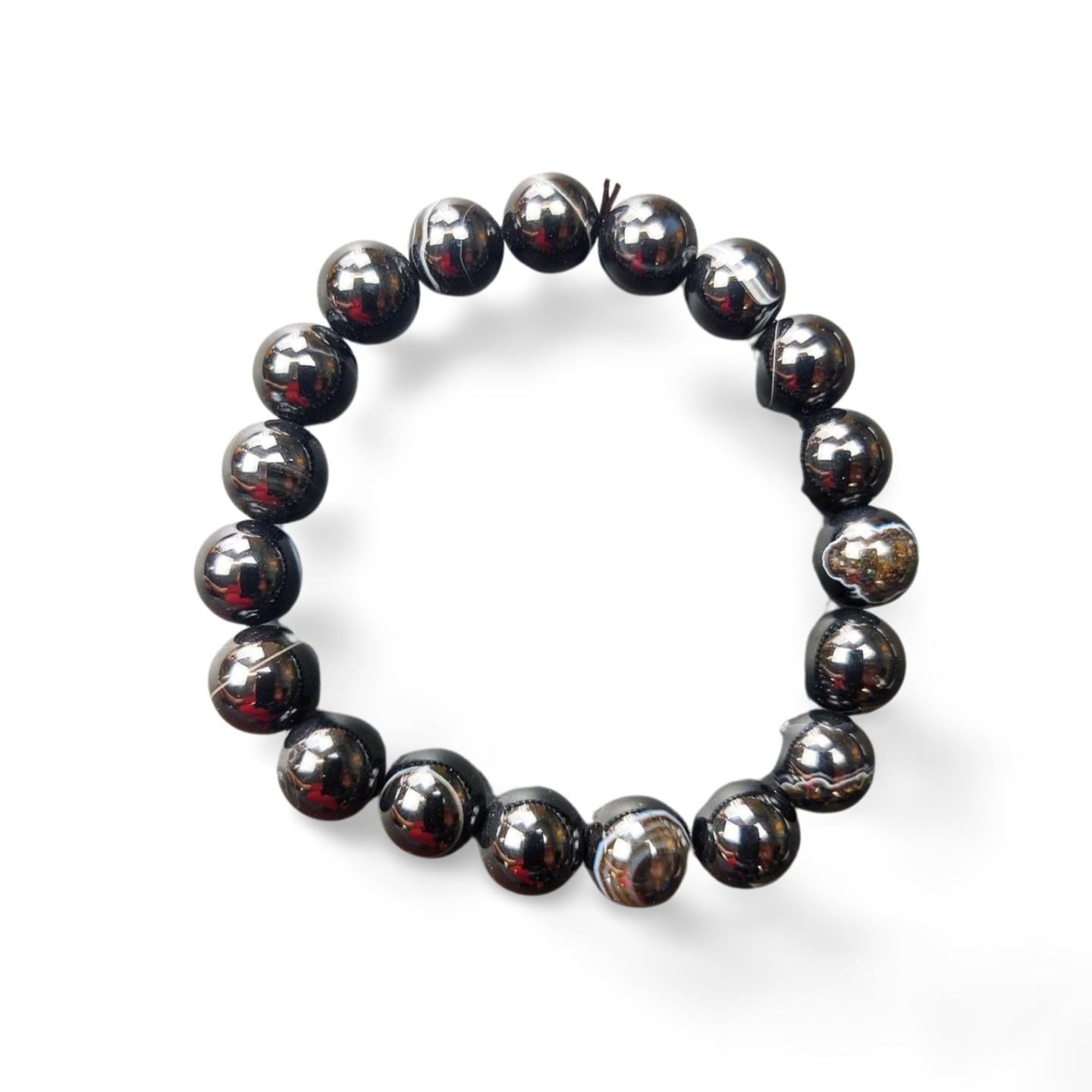 Achát čieny pruhovaný