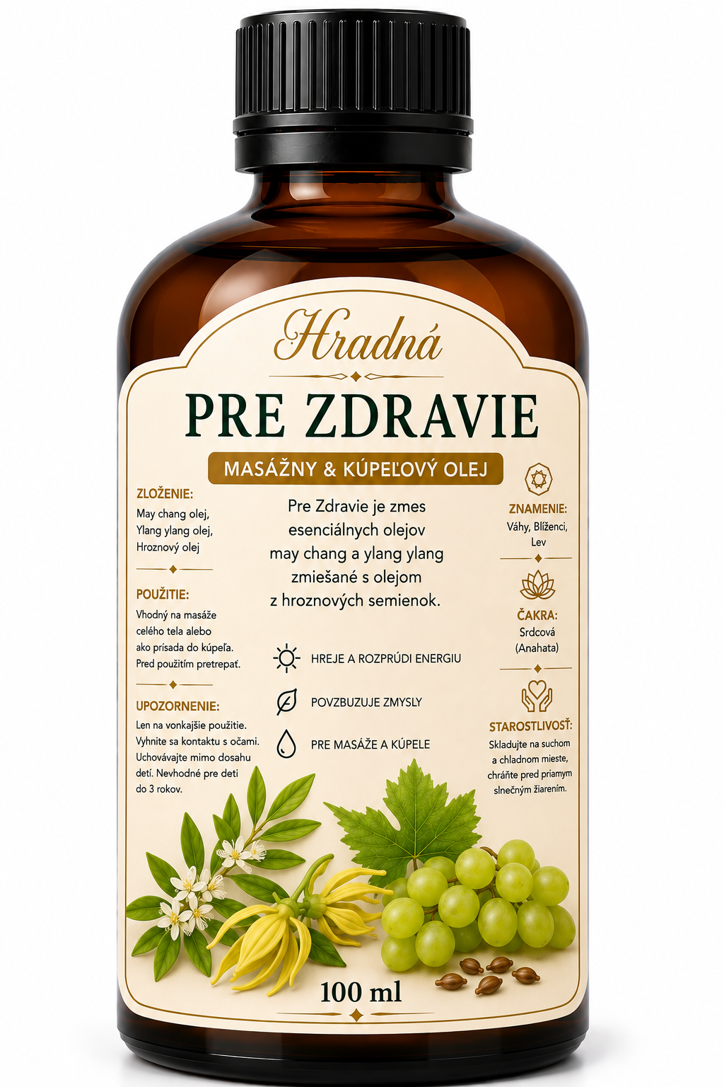 Pre zdravie – masážny a kúpeľový olej 100 ml | Hradná