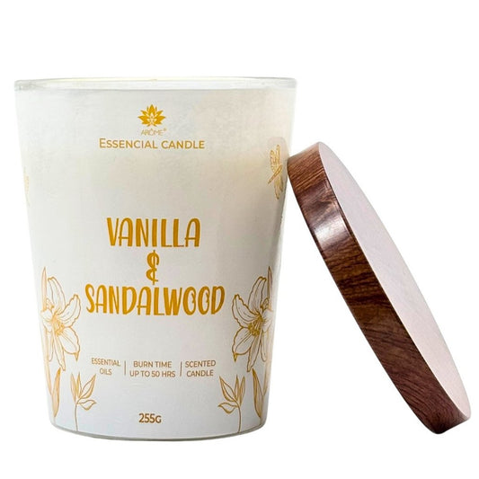 ARÔME Sviečka v skle s kovovým viečkom 255g - Vanilla & Sandalwood
