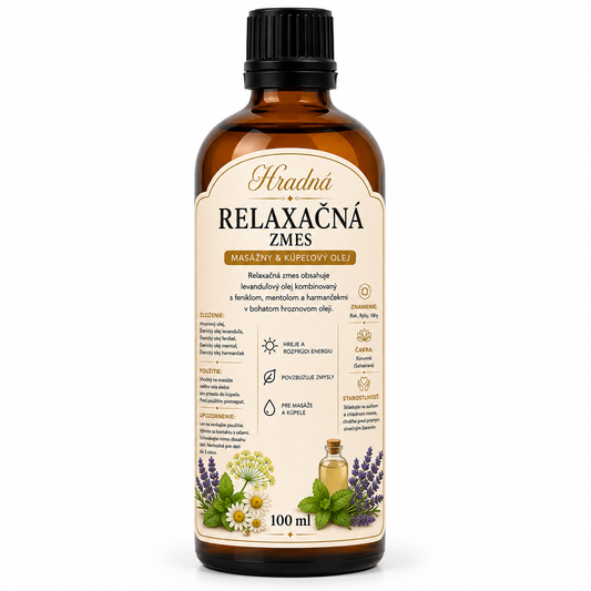 Relaxačná zmes – masážny a kúpeľový olej s levanduľou a harmančekom 100 ml | Hradná