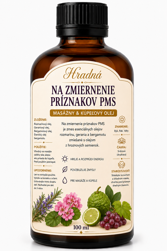 Na zmiernenie príznakov PMS – masážny a kúpeľový olej 100 ml | Hradná