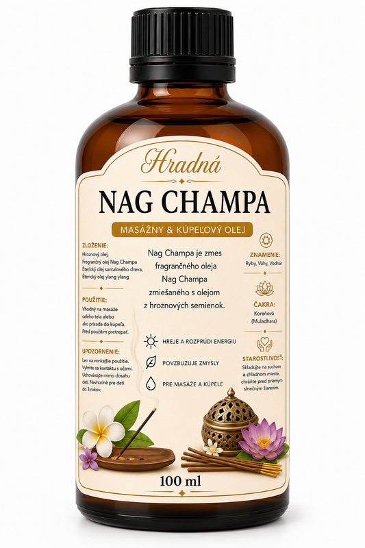Nag Champa – masážny a kúpeľový olej 100 ml | Hradná
